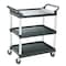 Rubbermaid Commercial Economy Plastic Cart, Three-Shelf, 18-5/8w x 33-5/8d x 37-3/4h, Black FG342488BLA - alternate 2